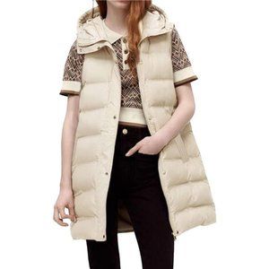 Women's Long Puffer Vest Sleeveless Coat Quilted Vest Jacket with Hood